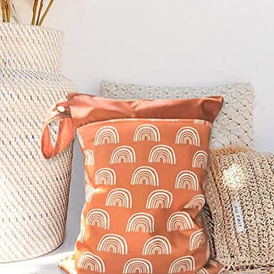 2 Pack Wet Dry Bags for Baby Diapers&Breast Pump Parts, Waterproof Reusable Wet Bag with Two Zipper Pockets, Beach Pool Gym Bag Stroller Yoga Toiletries Daycare Organizer, 11.8 inch x 15.7inch(Brown) - Image 6