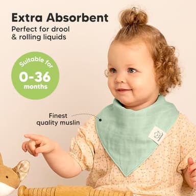 8-Pack Muslin Baby Bibs for Boys, Girls - Muslin Bandana Drool Bibs for Baby Girl & Boy, Drooling Newborn, Teething Toddler, Infant 0-36 Months, 100% Cotton Extra Absorbent & Soft (Mirage) - Image 2