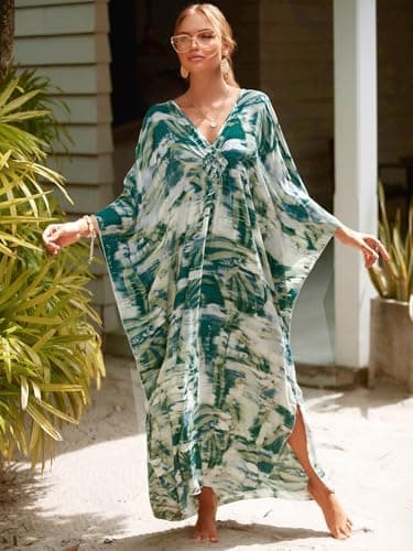 cthseie Women Animal Print Kaftan Dresses Plus Size Swimsuit Coverup 2025 Summer Bathing Suit Caftan Loungewear Beach Dress - Image 5