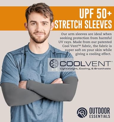 OutdoorEssentials UV Arm Sleeves for Men and Women - Sun Protection Sleeves - Compression, Golf, Baseball, Cooling, Tattoo Arm Sleeve - Mangas Para El Sol Para Hombre - Image 2