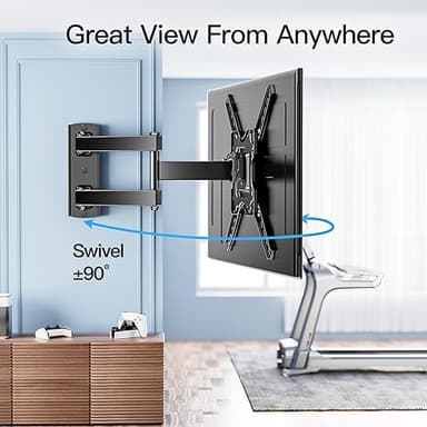 PERLESMITH Full Motion TV Wall Mount for Most 26-60 inch Flat Curved OLED 4K TVs up to 77lbs, Wall Mount TV Bracket with Swivel & Extension Arm, Tilt, Leveling, Max VESA 400x400mm, PSMFK12 - Image 5