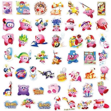 100PCS Cartoon Kirby Stickers for Kids,Vinyl Waterproof Decal for Water Bottle Laptop Toy Sticker for DIY Decorate Bumper Phone Hard Hat Kids Teens Gifts (Kirb) - Image 4