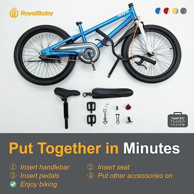 Royalbaby Freestyle 7 Kids Bike 20 Inch Wheel Dual Handbrakes Teens Bicycle Boys Girls Ages 6-10 Years, Kickstand and Water Bottle Included, Blue - Image 4