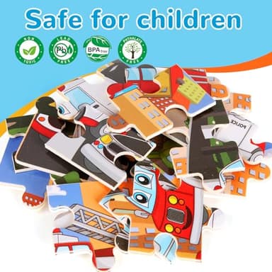 Wooden Puzzles Toys for Kids Ages 3-5, Set of 4 Packs Dinosaur, Space, Transportation Wood Toddler Puzzles, Preschool Brain Teaser Toys for Boys and Girls 2 3 4 5 6 Years Old - Image 4