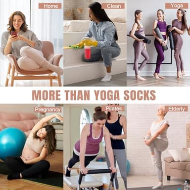 Toes Home Pilates Socks for Women with Grippers, Non Slip Yoga Crew Socks for Barre Hospital Exercise Workout Sticky Athletic Slipper Socks 4 Pairs - Image 7