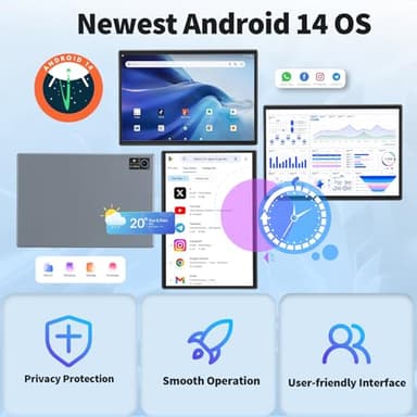 Android 14 Tablet, 10 inch Tablet with Keyboard, 16GB+128GB, 1TB Expand, Octa-Core, 2.4G/5G WiFi, 8000mAh, BT V5.0, GMS Certified, IPS Touch Screen, GPS, with Case, Mouse, Stylus(Black) - Image 3
