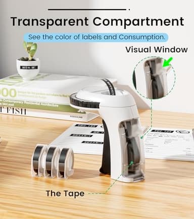 EazeID Embossing Label Maker Machine with Tapes, Old School Vintage Label Maker Embossed, Retro 3D Embosser Manual Labeler with 3 Rolls 9mm Labels-Waterproof for Home Office Kids DIY Craft Scrapbook - Image 6