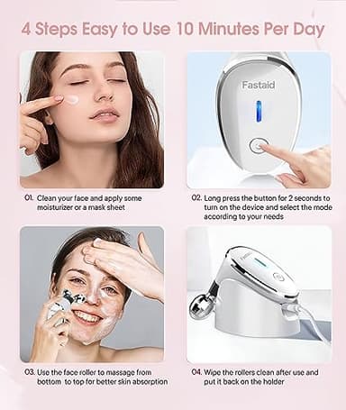 ELISHINE Microcurrent Facial Devices, Face Microcurrent Device, Facial Roller Massager for Double Chin, Boost Skin Care Products Absorption, Glossy White - Image 5