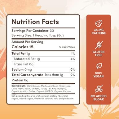 RYZE SUPERFOODS Mushroom Coffee USDA Organic with 6 Adaptogenic Mushrooms and MCT Oil, USA Grown Instant Coffee for Better Energy, Focus, Digestion, Immunity with Lions Mane & Turkey Tail, 30 servings - Image 2