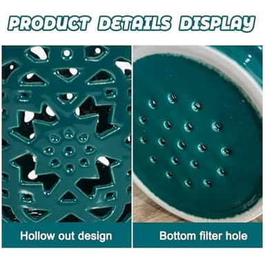 Exzzauk 4 Inch Orchid Pots with Holes, Garden Ceramic Orchid Pots with Separate Saucer for Indoor Outdoor Repotting (Green) - Image 4