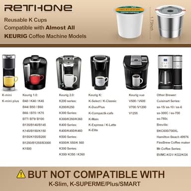 RETHONE K Cup Reusable Coffee Pods, Stainless Steel Reusable K Cups Coffee Filter Compatible with Keurig 1.0 & 2.0 Coffee Makers BPA-Free Refillable Coffee Filters (4 Pack) - Image 2