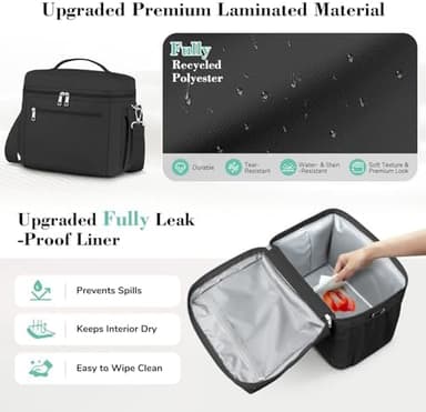 DALINDA Insulated Lunch Bag for Women,Lunch Box Cooler Bag Lightweight Nylon Waterproof Lunch Box LunchBags for Work (Black - Image 5