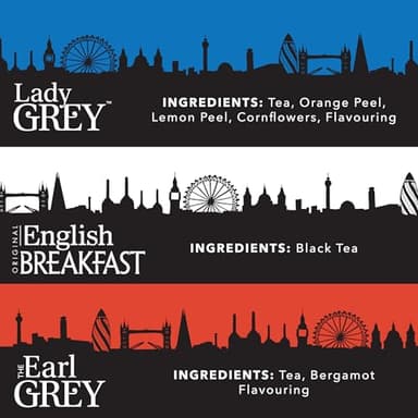 Twinings London Skyline Red, White, & Blue Commemorative Collection of Loose Leaf Teas, Limited Edition Gift Set, 100g Tins (Pack of 3), Original English Breakfast, The Earl Grey, & Lady Grey Tins - Image 2