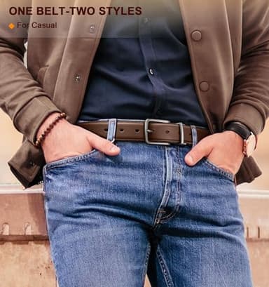 BULLIANT Men's Belt,Reversible Belt Adjustable For Gift Men 1.25”-Cut For Fit-2 Sides in 1 Belt(Not 2)(Black/Tawny,28"-30" Waist Adjustable) - Image 6