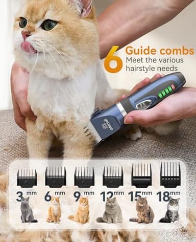oneisall Cat Clippers and Paw Trimmer 3 in 1 Cat Grooming Kit,Cat Clippers for Matted Hair,Cordless Kitty Shaver for Matted Long Hair,2 Speed Pet Clippers - Image 8
