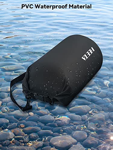 HEETA Waterproof Dry Bag for Women Men (Upgraded Version), Roll Top Lightweight Dry Storage Bag Backpack with Emergency Whistle for Travel, Swimming, Boating, Kayaking, Camping, Beach (Black, 40L) - Image 3