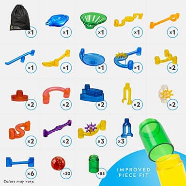 NATIONAL GEOGRAPHIC Glowing Marble Run – 150 Piece Construction Set with 30 Glow in The Dark Glass Marbles & Storage Bag, STEM Gifts for Boys and Girls, Building Project Toy (Amazon Exclusive) - Image 3