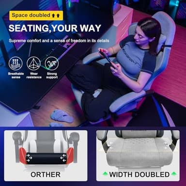 GTPLAYER Gaming Chair, Computer Office Chair with Pocket Spring Cushion, Linkage Armrests and Footrest, High Back Ergonomic Computer Chair with Lumbar Support Task Chair with Footrest - Image 3