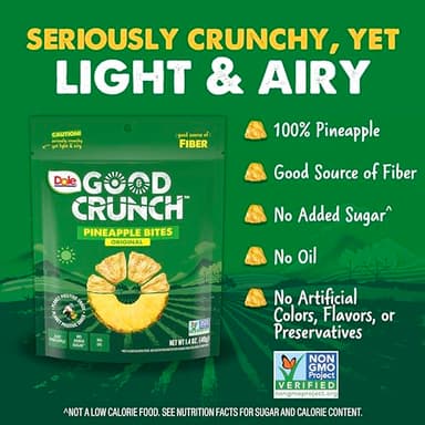 Dole Good Crunch Pineapple Dried Fruit Bites, Gluten Free & Vegan Snack, 1.4oz Bags (Pack of 6) - Image 3