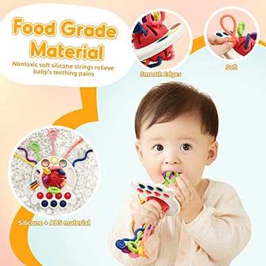 AiTuiTui Sensory Toddler Travel Toys for 1 2 Year Old Boy Girl Birthday Gift, Soft Silicone Baby Teething Fidget Educational Learning Toys for Infant 6 9 12 18 Months - Image 3