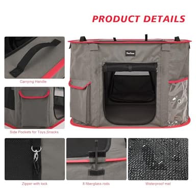PETEASE Multi-Purpose Cat Enclosure Playpen - Foldable Indoor & Outdoor Cat Kennel with Private Bathroom, Water Bottle, Teasing Stick, Litter Box, and Waterproof Mat - Image 6
