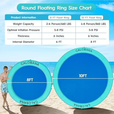 CALOBANA 10ft Heavy Duty Inflatable Water Hammock, Round Floating Ring Float Island Platform River Floats Lake Raft Tanning Pool Lounger for Adults Party, Blue - Image 2