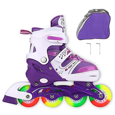Kids Adjustable Flashing Inline Skates for Boys Girls and Adults with Full Light Up Wheels, Outdoor Roller Skates for Kids Beginner Ages 6-8-12-14, Men and Women - Image 9