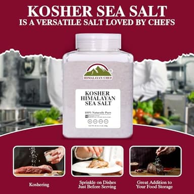 Himalayan Chef Kosher Sea Salt – Full Flavor, No Additives, unrefined and Less Sodium - Natural and Organic - 5 Pound Plastic Jar, Kosher & Non GMO Certified - Image 4