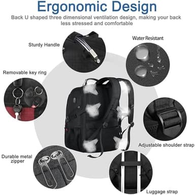 Z-MGKISS Extra Large Travel Backpack, 52L TSA Backpack 17.3 Inch, Anti-Theft 17 Inch Big Business Laptop Backpack for Men & Women, Water Resistant College Rucksack Bag with USB Port, Black - Image 6