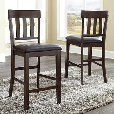 Signature Design by Ashley Haddigan 24" Counter Height Upholstered Barstool 2 Count, Dark Brown - Image 2