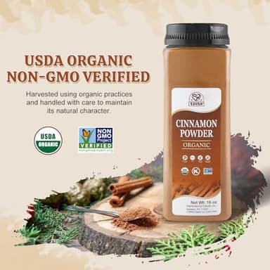 52USA Organic Cinnamon Powder,1 lb (16oz),Pure Ground Cinnamon, 100% Certified,Premium Quality Spice-Great for Baking,Cooking and Drinks,Additive Free, USDA & Kosher Certified, Non-GMO,Gluten Free - Image 3