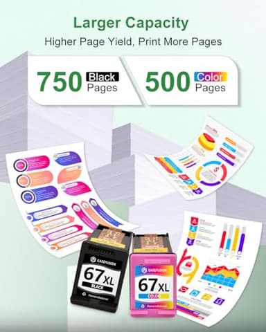 67XL Ink Cartridges Black Color Combo Pack Replacement for HP Ink 67 HP67XL 67 XL Compatible with DeskJet 2755e 2700 2700e 4155e 4100 Envy 6000 6055e 6455e Printer - Image 4