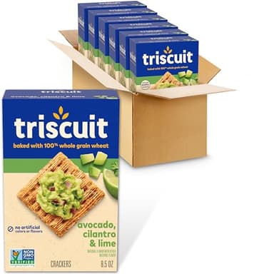 Triscuit Avocado, Cilantro & Lime Whole Grain Wheat Crackers, Lunch Snacks, Bulk Snack Crackers, 6 - 8.5 oz Boxes - Image 1