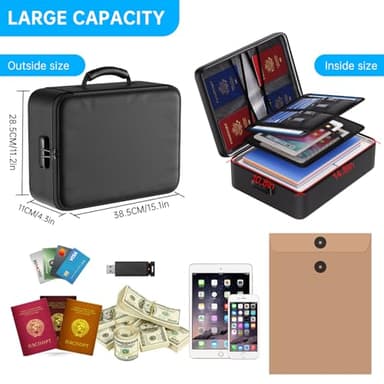 ENGPOW 5200°F Fireproof Document Bag with Lock, Upgraded Heat Insulated Fireproof Box 8 Layers File Organizer, Portable Home Travel Safe Storage for Important Documents,Passports,Laptop, Black(Soft) - Image 8