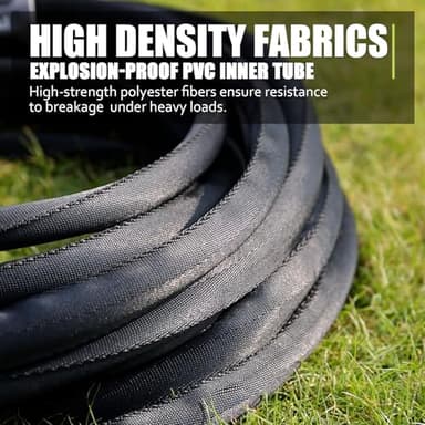 Non-Expanding Garden Hose 50FT – Flexible, Burst-Resistant, Anti-Kink, Lightweight & Durable for Outdoor Use(Black) - Image 3