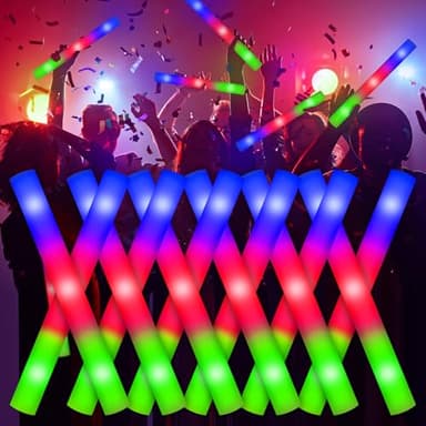 Lydazlab 110PCS LED Foam Glow Sticks, Foam Light Up Sticks, Wedding Glow Stick Bulk Party Pack with 3 Modes Flashing, Glow in the Dark Party Supplies for Halloween, Birthday, Camping, Carnival, Rave - Image 1