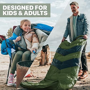 MalloMe Sleeping Bags for Adults Cold Weather & Warm - Backpacking Camping Sleeping Bag for Kids 10-12, Girls, Boys - Lightweight Compact Camping Essentials Gear Accessories Hiking Sleep Must Haves - Image 5