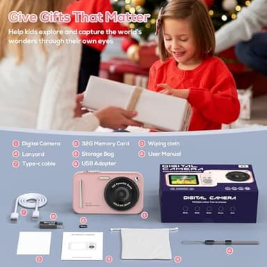 Digital Camera for Kids, WITYEAH 48MP FHD 1080P Point and Shoot Digital Cameras with 16X Zoom Anti-Shake, Compact Portable Cameras for Photography, for Boys Girls Teens Beginners-Pink - Image 7