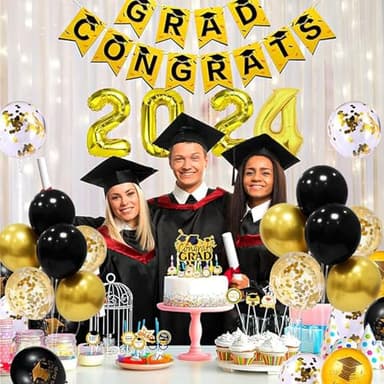 ZJDHPTY Black and Gold Party Decorations Balloon Stand Table Centerpieces for Birthday Wedding Retirement Anniversary Father's Day Halloween New Years Graduation Decorations 2025 (Black gold set4) - Image 7