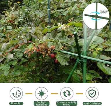 RAOOKIF Garden Stakes 6ft, 6ftx20 Pcs Plastic Coated Steel Plant Support Stakes Kit with 40 Connectors 40 Rotatable Clips, DIY Outdoor Plant Support Stakes for Growing Climbing Plants - Image 4