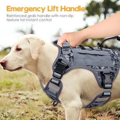 Heavy-Duty Tactical Dog Harness for Large Dogs, No Pull Adjustable Reflective Pet Vest with Molle System, K9 Military-Grade Control for Service Training, Outdoor & 10+ Breeds, Gray Camo, Large - Image 8