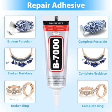 B-7000 Super Adhesive Glue, Industrial Strength B7000 Glues Paste for Rhinestones Crafts, Clothes Shoes, Fabric, Jewelry Making, Cell Phones, Tablet, Wood, Rubber, Leather (2x50 ml/1.68 oz) - Image 3