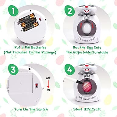 Easter Gifts for Kids, Easter Egg Decorating Kit, Easter Basket Essentials DIY Coloring Spinner with 8 Colorful Markers & 6 White Eggs, Easter Basket Stuffers/Fillers Bunny Toys for Kids Toddlers - Image 5