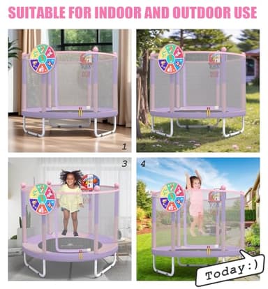 LANGXUN 60" Trampoline for Kids, 5ft Toddler Mini 3-in-1 Trampoline Indoor Outdoor with Basketball Hoop, Dart Board, Christmas Hoilday Toys Birthday Gifts for Girls Boys Age 1-8 - Image 6