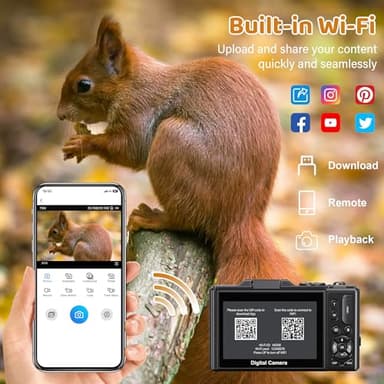 5K Digital Camera for Photography - WiFi 75MP Vlogging Cameras for YouTube - UHD Autofocus Video Camera 3" 180° Flip Screen with 18X Zoom - Compact Vlog Travel Camara with 32GB SD Card, 2 Batteries - Image 5