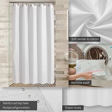 ALYVIA SPRING Stall Fabric Shower Curtain Liner Waterproof - 60" x 72", Soft & Lightweight Stall Size Shower Curtain with Magnets, Machine Washable - 60x72, White - Image 3