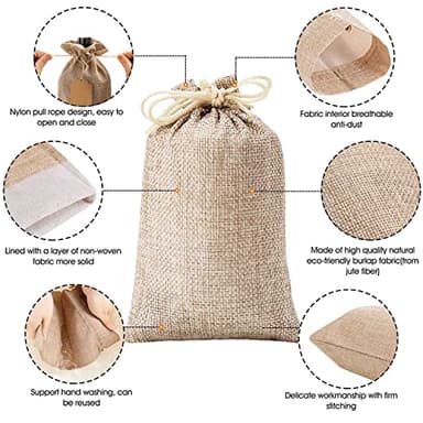 Homum Premium Burlap Gift Bags with Drawstring and Gift Tags & String, Reusable Gift Bags, Burlap Bags, Linen Sacks Bag for Wedding Favors Party Jewelry Pouches, Christmas, Coffee, DIY Craft Bags - Image 3