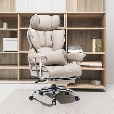 Efomao Big and Tall Office Chair 400lbs – PU Leather Executive Office Chair with Lumbar Support & Leg Rest, Heavy-Duty Computer Chair for Home Office, Grey - Image 6