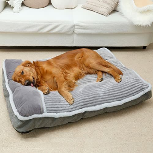 Dog Bed for Large Dogs, Dog Mattress with Pillow for Crate Kennel, Sofa pet Bed, Super Soft pet Bed for Medium, Jumbo, Small Dogs Breeds (Grey, XX-Large:(46"x30"x4") - Image 1