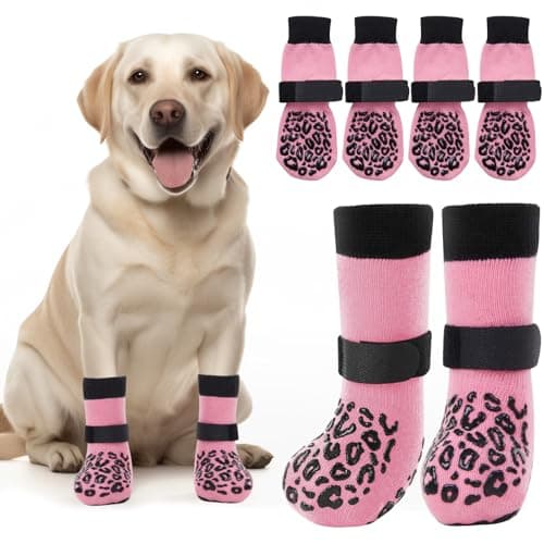 PICK FOR LIFE Non Slip Dog Socks with Grippers Prevent from Licking Paws, Anti-Slip Dogs Grip Socks for Senior Dogs on Hardwood Floor(Pink, 2Pairs, M) - Image 1